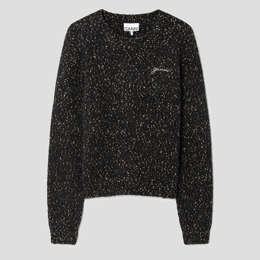 GANNI Alpaca Cotton Mix O-Neck – Black