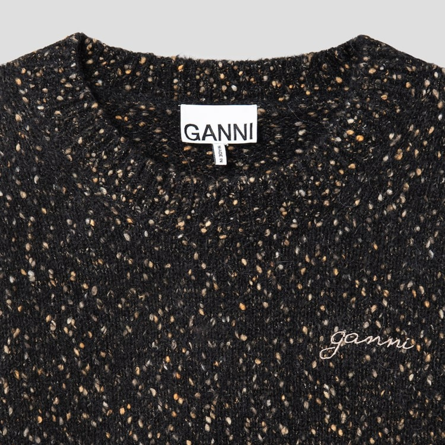 GANNI Alpaca Cotton Mix O-Neck – Black