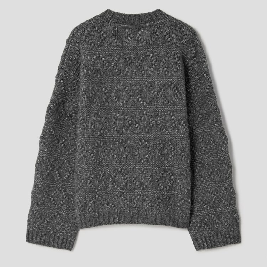 GANNI Wool Cotton Bubble O-Neck – Phantom