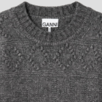 GANNI Wool Cotton Bubble O-Neck – Phantom