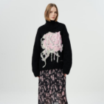 GANNI Graphic Wool Handknit Turtleneck – Black