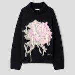 GANNI Graphic Wool Handknit Turtleneck – Black