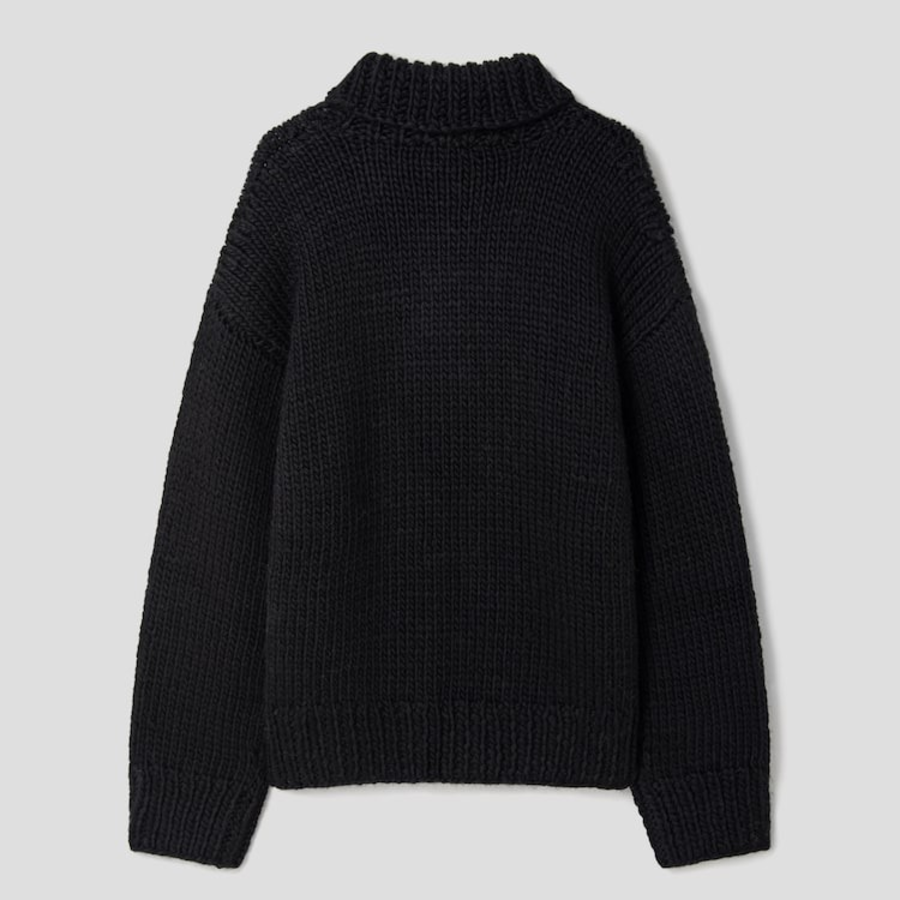 GANNI Graphic Wool Handknit Turtleneck – Black