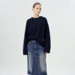 GANNI Boiled Wool O-Neck – Navy
