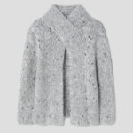 GANNI Chunky Marled Handknit Open Back Pullover – Light Grey