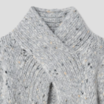 GANNI Chunky Marled Handknit Open Back Pullover – Light Grey