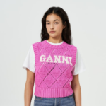 GANNI Cotton Rope Short Vest – Pink