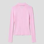 GANNI Mini Ribbed Merino Polo – Light Pink