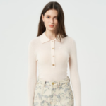 GANNI Mini Ribbed Merino Polo – Egret