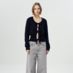GANNI Light Mohair Tie String Cardigan – Navy