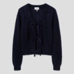 GANNI Light Mohair Tie String Cardigan – Navy