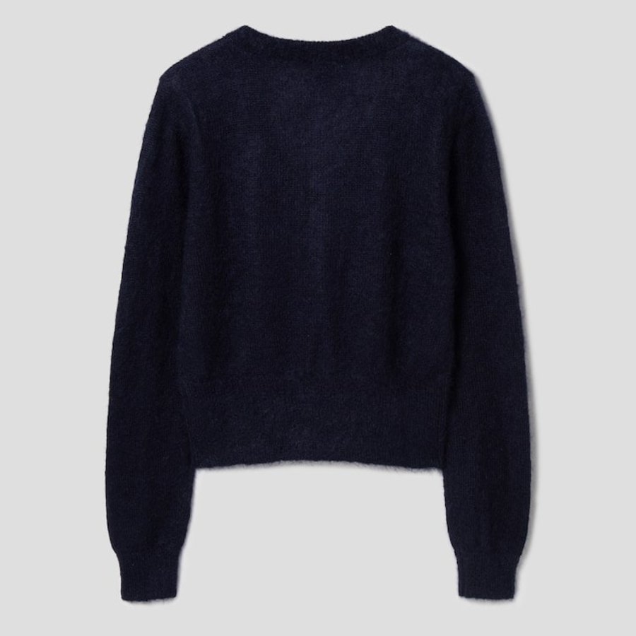 GANNI Light Mohair Tie String Cardigan – Navy