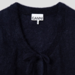 GANNI Light Mohair Tie String Cardigan – Navy