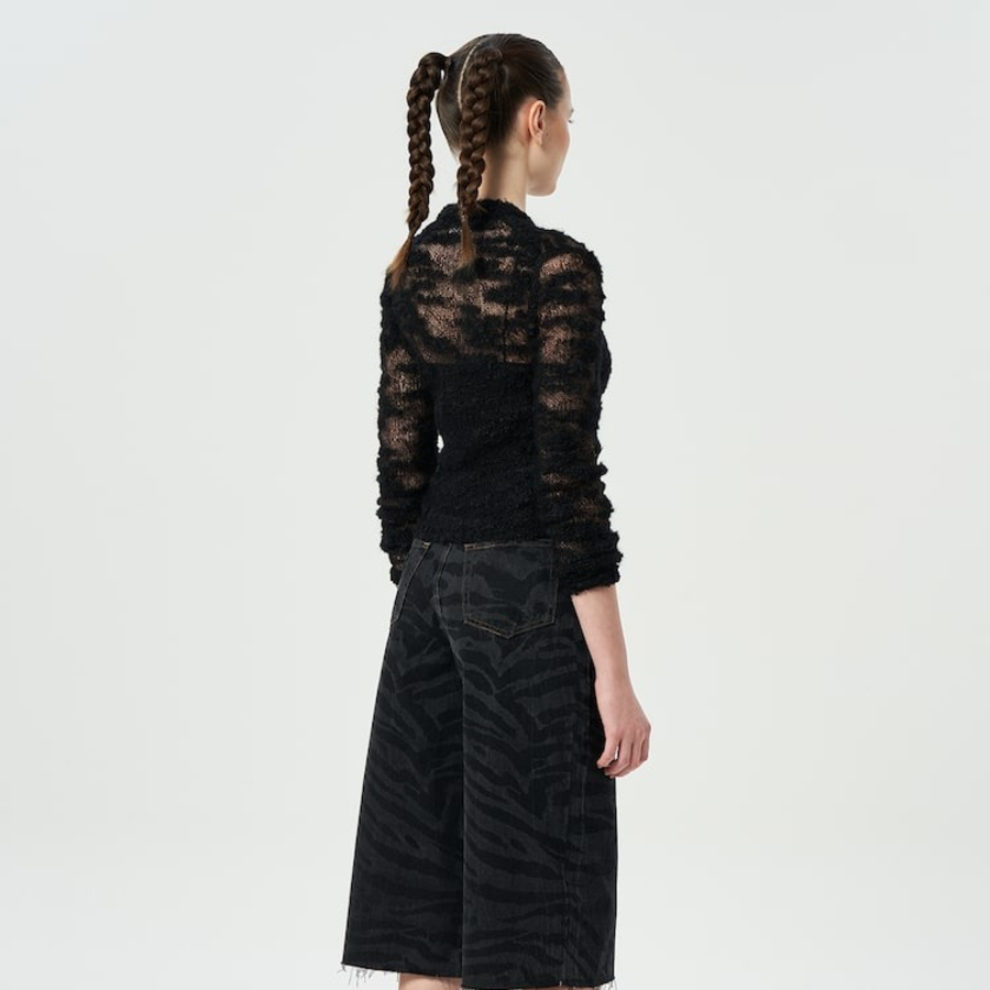 GANNI Alpaca Mohair Boucle Cardigan – Black