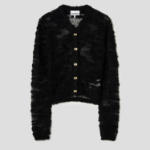 GANNI Alpaca Mohair Boucle Cardigan – Black