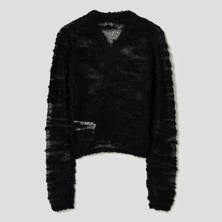 GANNI Alpaca Mohair Boucle Cardigan – Black