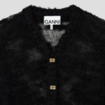GANNI Alpaca Mohair Boucle Cardigan – Black