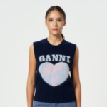 GANNI Graphic Soft Wool Mix Vest – Sky Captain