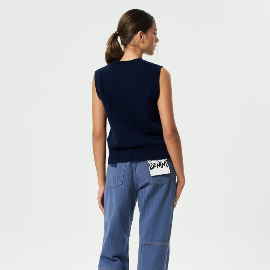 GANNI Graphic Soft Wool Mix Vest – Sky Captain