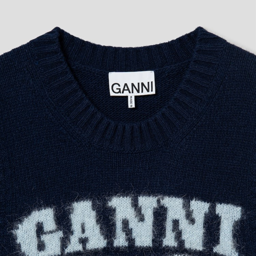 GANNI Graphic Soft Wool Mix Vest – Sky Captain