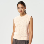 GANNI Wool Cotton Bubble Vest – Egret