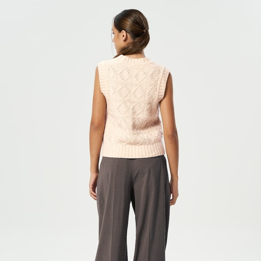 GANNI Wool Cotton Bubble Vest – Egret