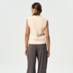 GANNI Wool Cotton Bubble Vest – Egret