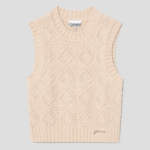 GANNI Wool Cotton Bubble Vest – Egret
