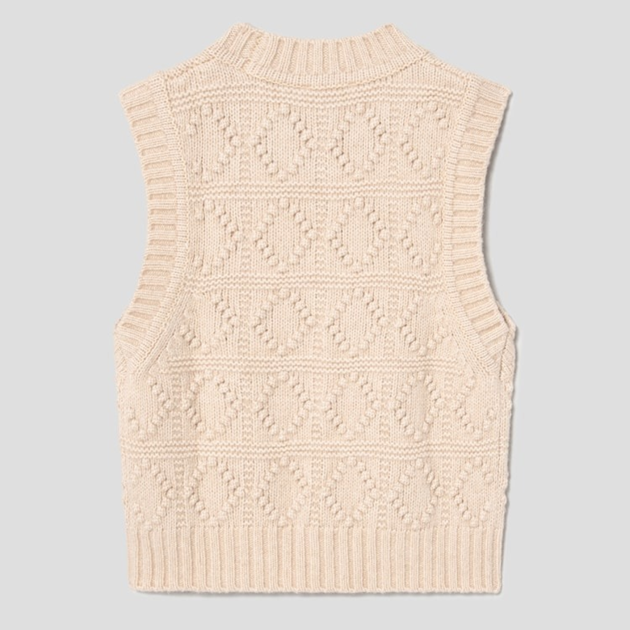 GANNI Wool Cotton Bubble Vest – Egret