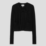 GANNI Light Viscose Rib Cardigan – Black