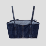 GANNI Crinkled Future Denim Strap Top – Blue