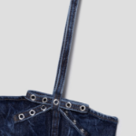 GANNI Crinkled Future Denim Strap Top – Blue