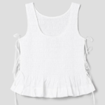 GANNI Cotton Poplin Smock Tie String Top – White