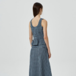 GANNI Seersucker Check Smock Tie String Top – Sky Blue