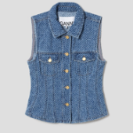 GANNI Fluffy Denim Fitted Top – Blue