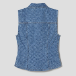 GANNI Fluffy Denim Fitted Top – Blue