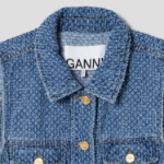 GANNI Fluffy Denim Fitted Top – Blue