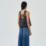 GANNI Floral Jacquard Sleeveless Open Neck Top – Black