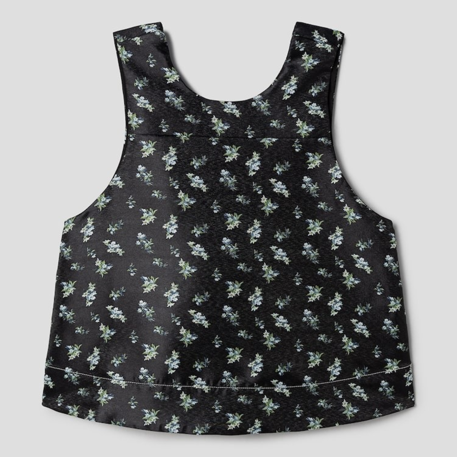 GANNI Floral Jacquard Sleeveless Open Neck Top – Black
