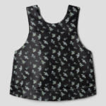 GANNI Floral Jacquard Sleeveless Open Neck Top – Black