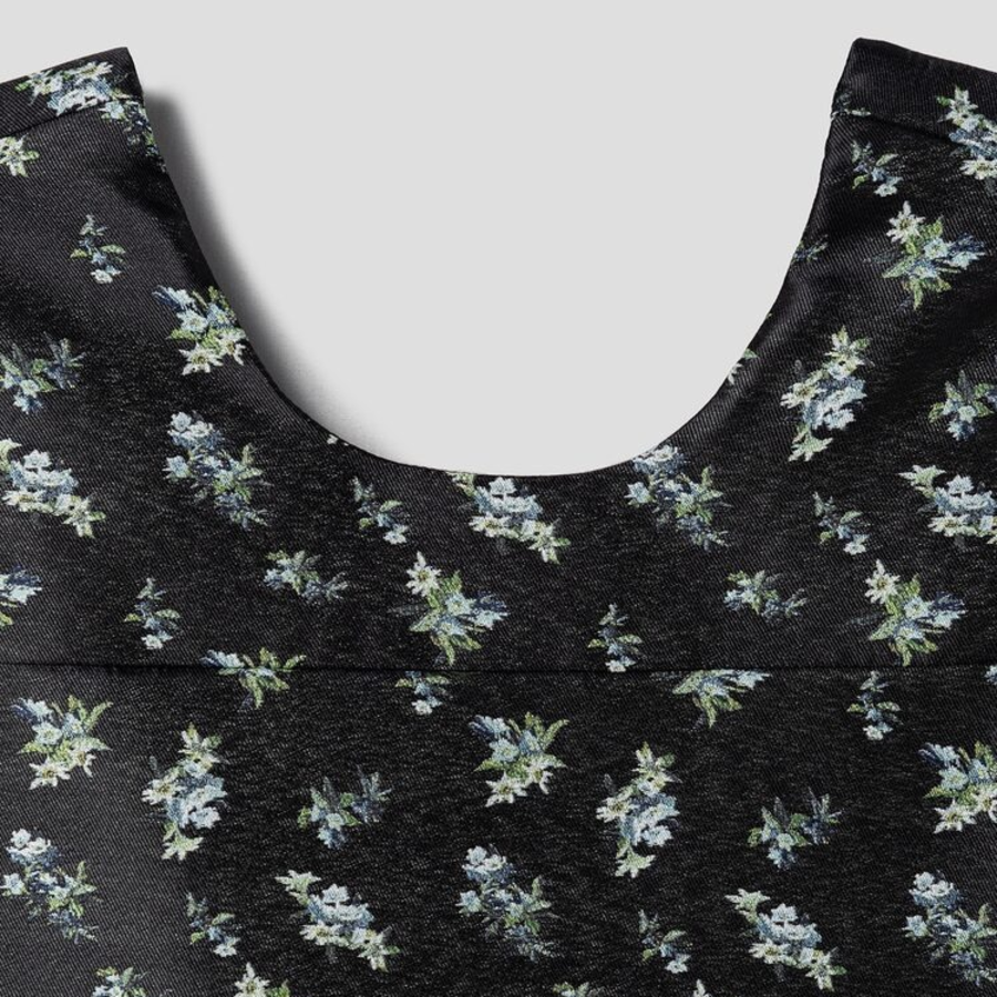 GANNI Floral Jacquard Sleeveless Open Neck Top – Black