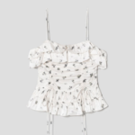 GANNI Printed Satin Slip Top – Egret