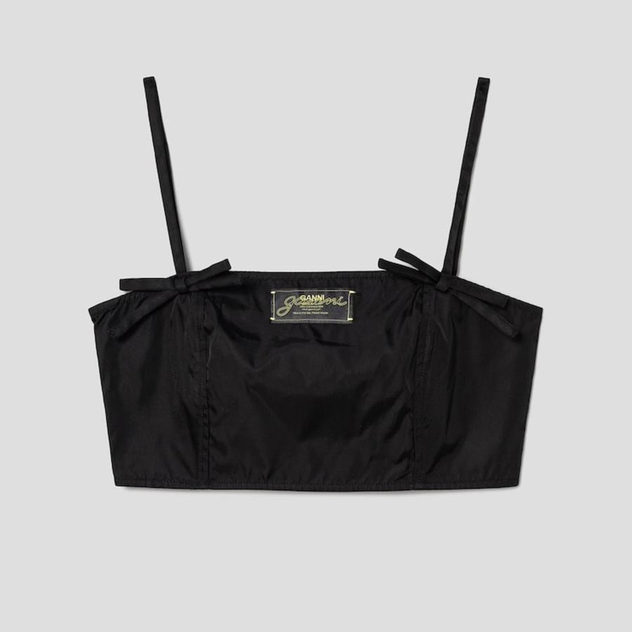 GANNI Duchesse Nylon Strap Top – Black
