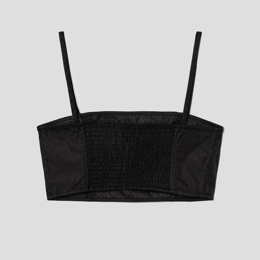 GANNI Duchesse Nylon Strap Top – Black