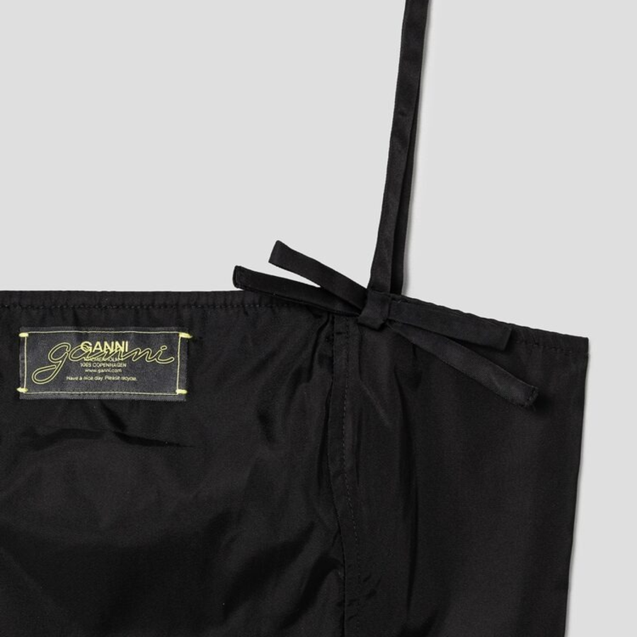 GANNI Duchesse Nylon Strap Top – Black