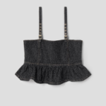 GANNI Fluffy Denim Strap Top – Black