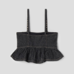 GANNI Fluffy Denim Strap Top – Black