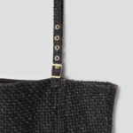 GANNI Fluffy Denim Strap Top – Black