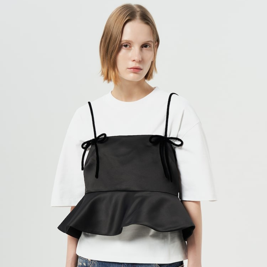 GANNI Duchesse Satin Top – Black