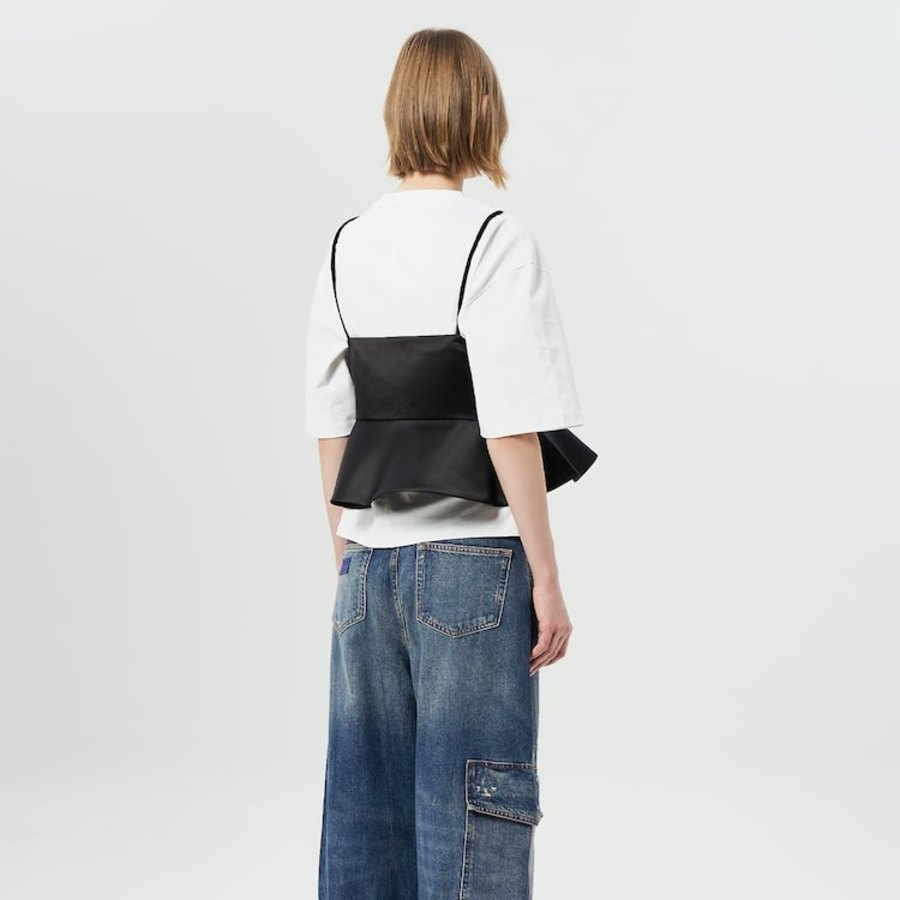 GANNI Duchesse Satin Top – Black